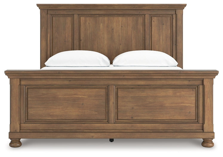 Feddinger California King Panel Bed with Mirrored Dresser, Chest and Nightstand