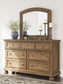 Feddinger California King Panel Bed with Mirrored Dresser, Chest and Nightstand