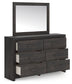 Hollivern Full Panel Bed with Mirrored Dresser