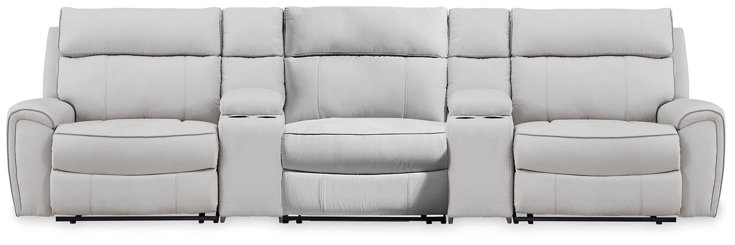 Social Pointe 5-Piece Reclining Sectional with Storage Consoles