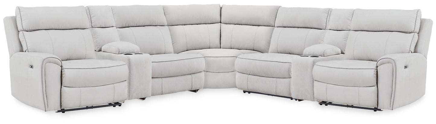 Social Pointe 7-Piece Reclining Sectional with Storage Consoles