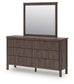 Cadmori Full Upholstered Panel Platform Bed, Dresser, Mirror, Chest and Nightstand