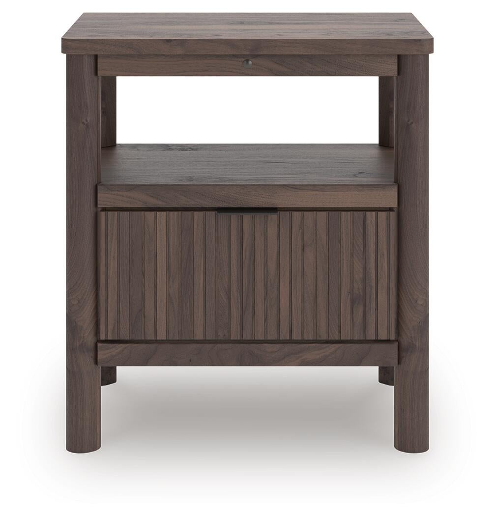 Cadmori Full Upholstered Panel Platform Bed, Dresser, Mirror, Chest and Nightstand