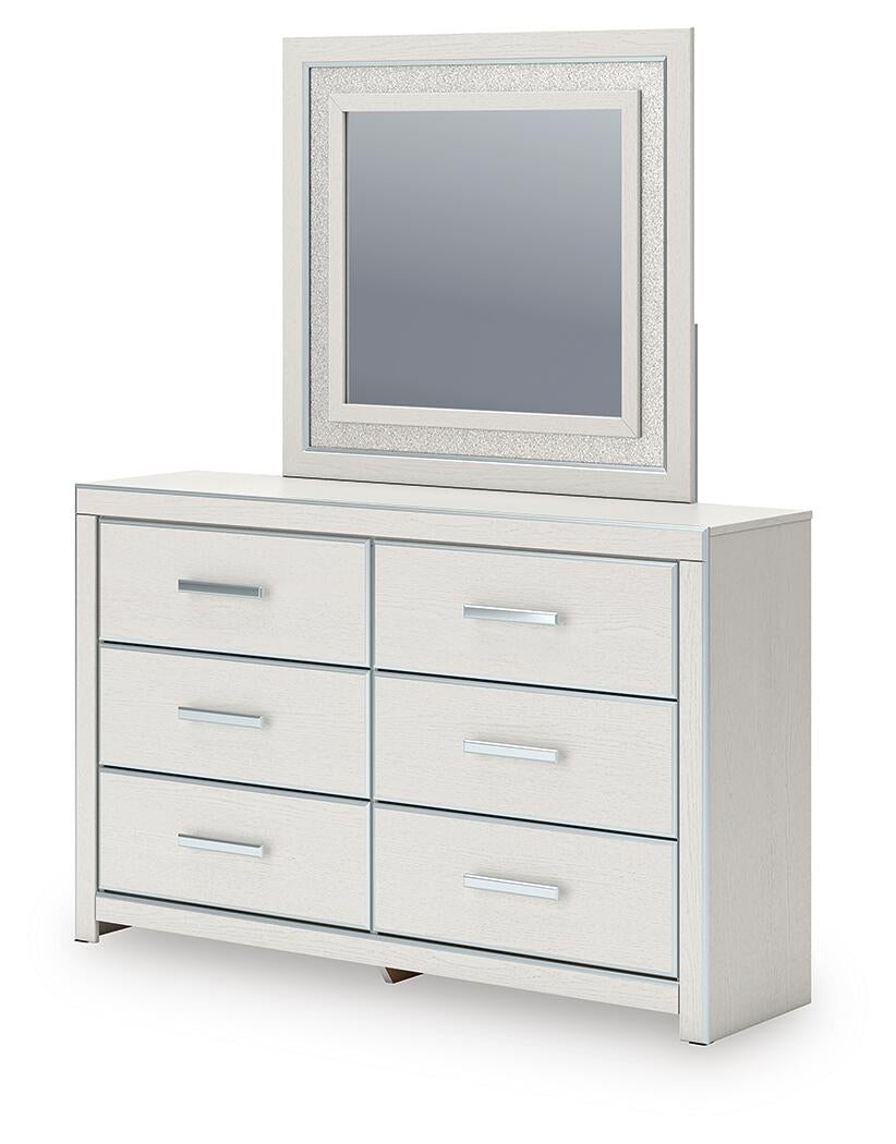 Birmonton California King Upholstered Bed, Dresser, Mirror, Chest and Nightstand