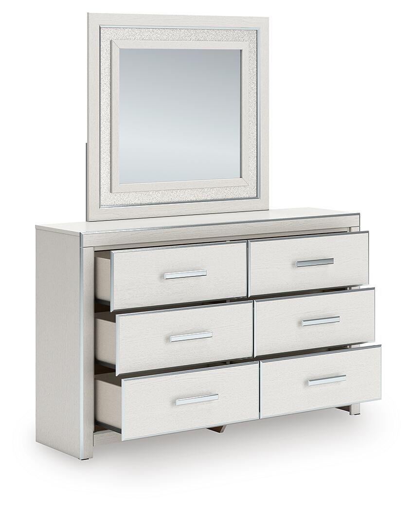 Birmonton King Upholstered Panel Bed, Dresser, Mirror and Nightstand