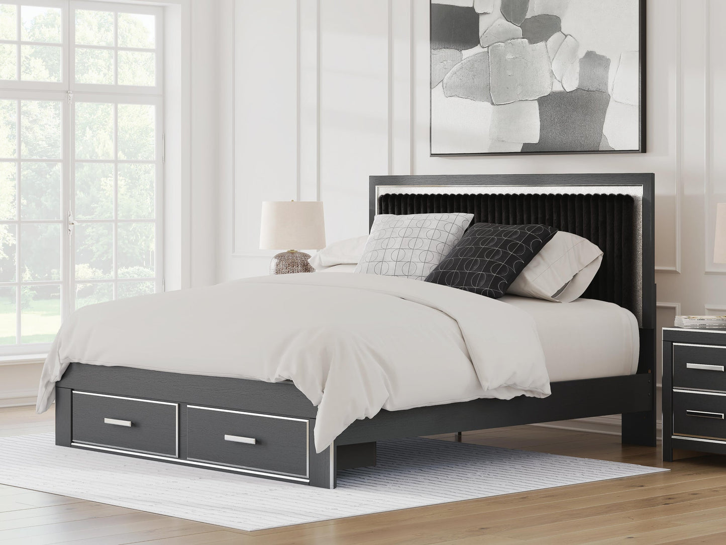 Zuraleus King Upholstered Panel Storage Bed