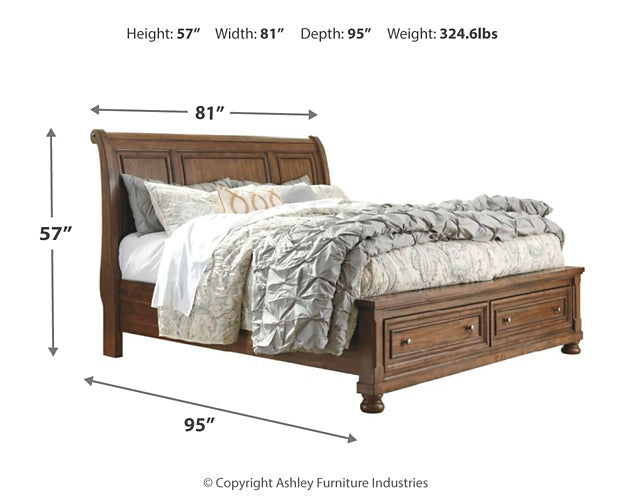 Flynnter Queen Sleigh Bed with 2 Storage Drawers