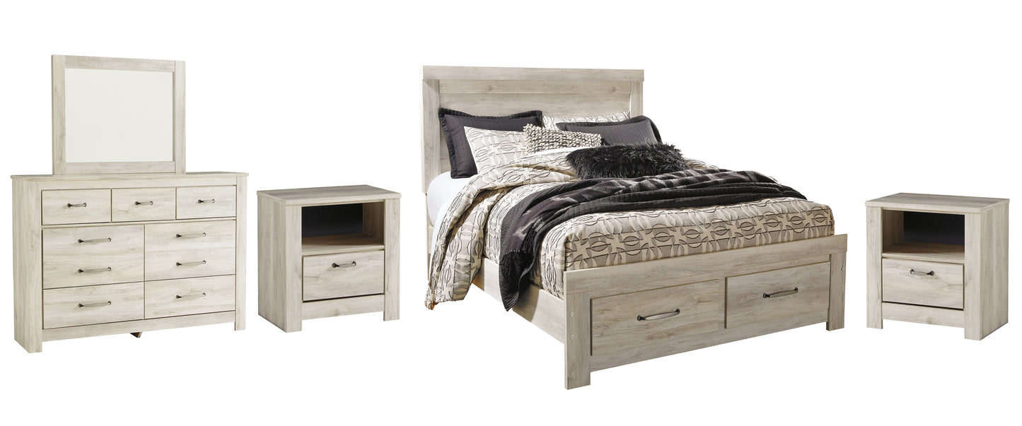 Bellaby  Platform Bed With 2 Storage Drawers With Mirrored Dresser And 2 Nightstands