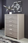 Surancha King Poster Bed with Mirrored Dresser, Chest and 2 Nightstands