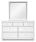 Fortman California King Panel Bed with Mirrored Dresser and Chest