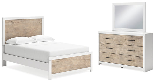 Charbitt Full Panel Bed with Mirrored Dresser